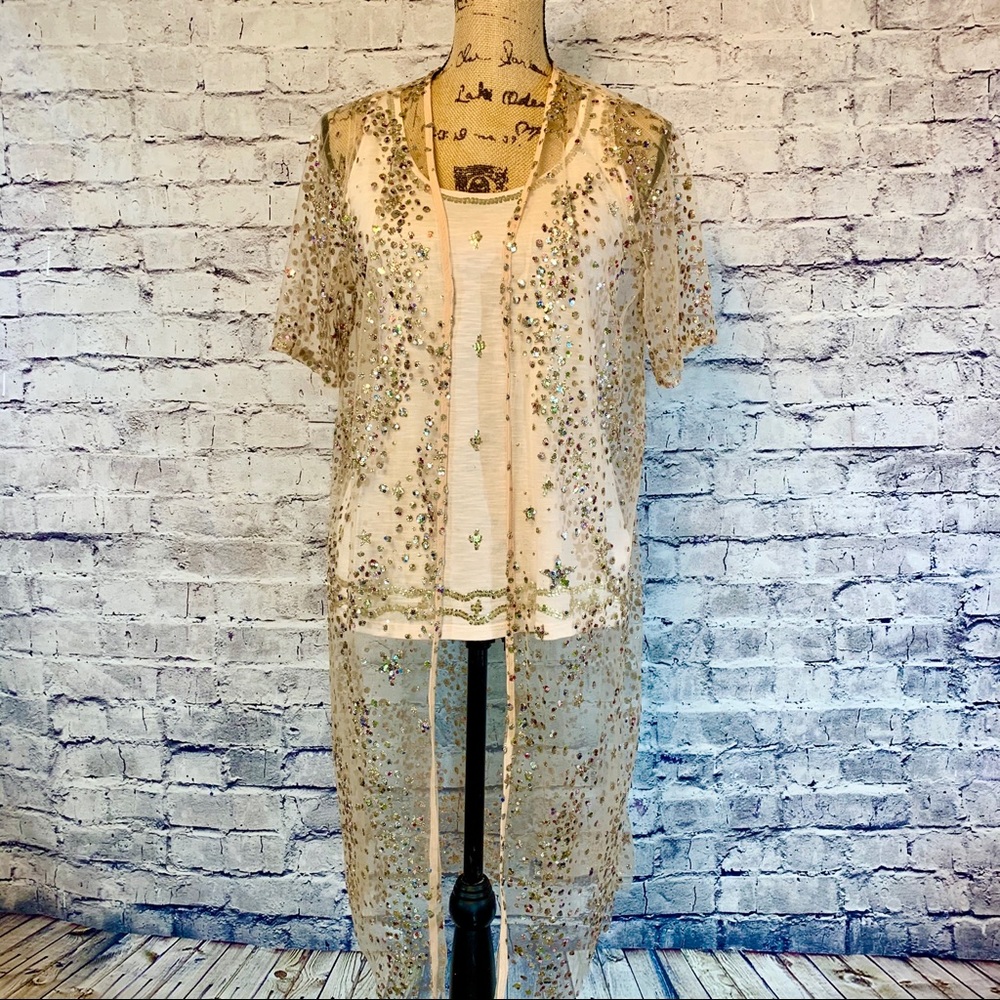 Blush/Peach Trimmed Duster & Tank